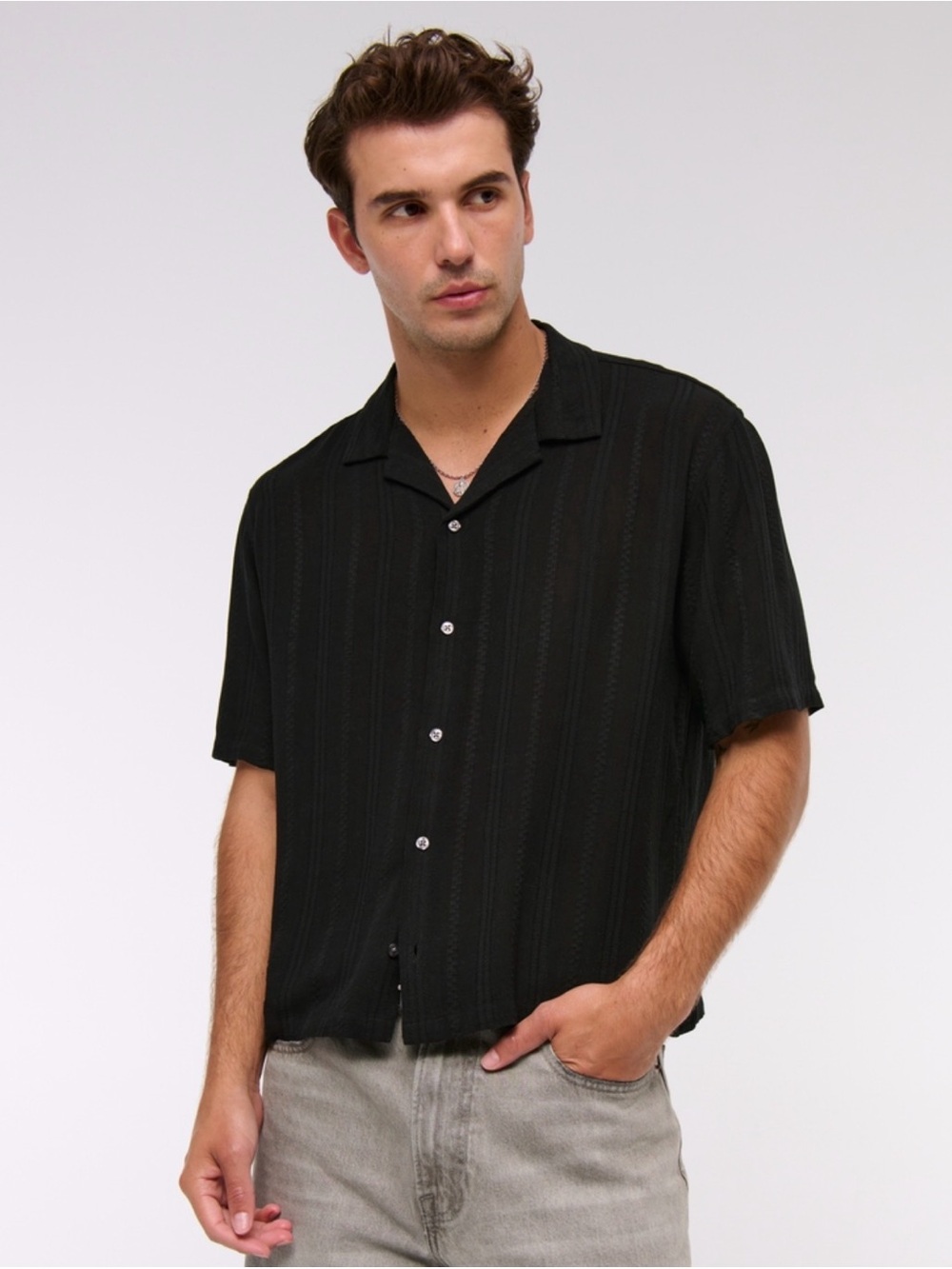 Abercrombie Cropped Camp Collar Shirt